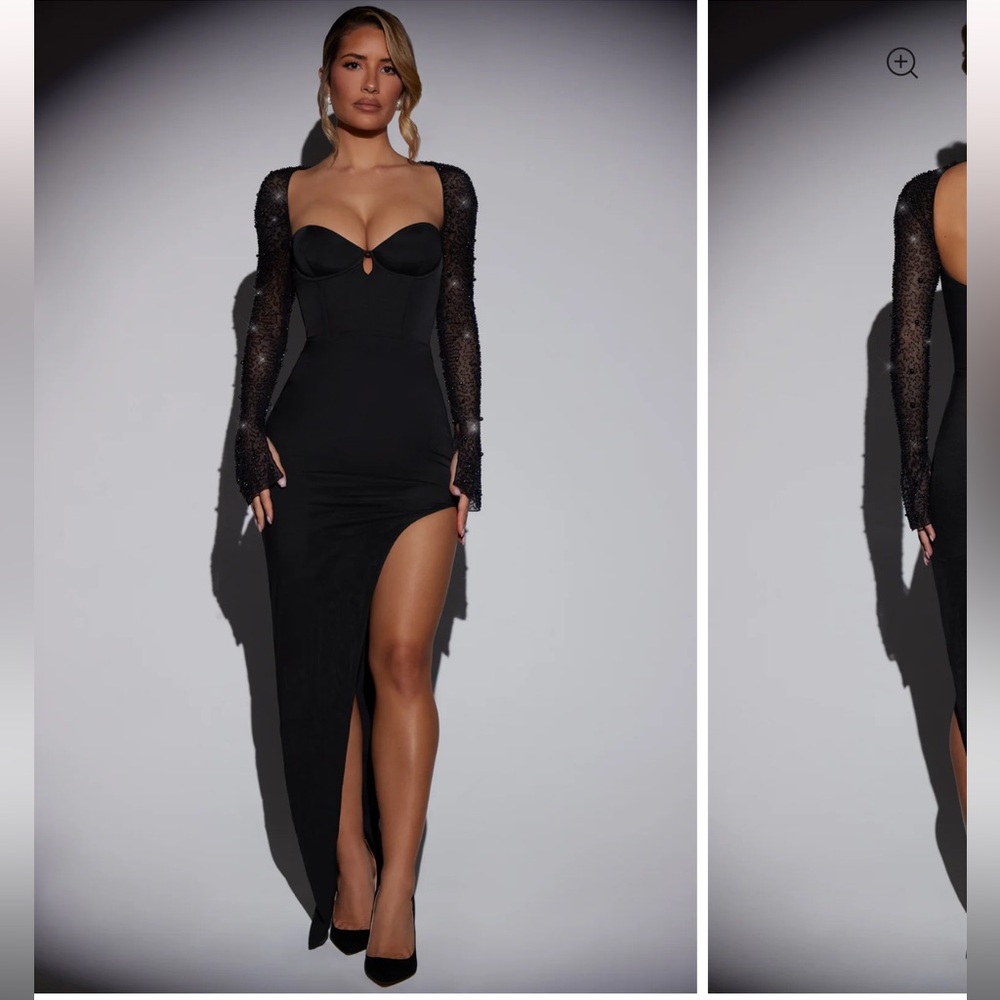 San Marino Embellished Side Split Maxi Dress in Black us 6